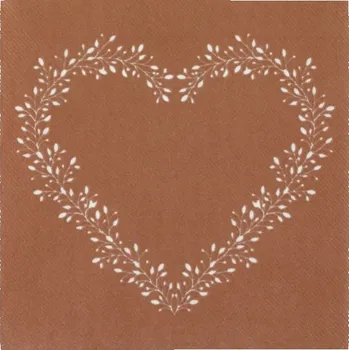 Papírový ubrousek Santex UBROUSKY Airlaid se srdíčkem bronzové 40x40cm 12ks