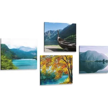 Obraz Dovido Set obrazů imitace malby horského jezera