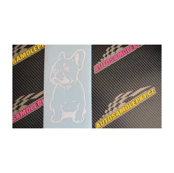 samolepka Pes 070 levá Francouzský buldoček (09 - bílá) SAMOLEPKA NA AUTO, NÁLEPKA, FÓLIE, POLEP, TUNING, VLASTNÍ TEXT, TISK, AUTOSAMOLEPKY.cz, POLEPY, OBRÁZEK, LOGO, 3D STICKERS