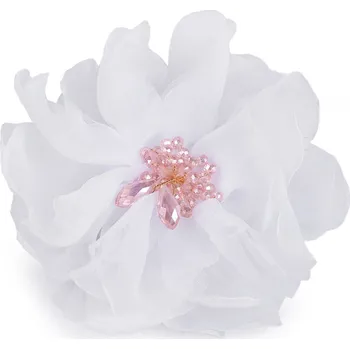 Brož Brož květ s broušenými korálky Ø10 cm v krabičce, barva 1 bílá