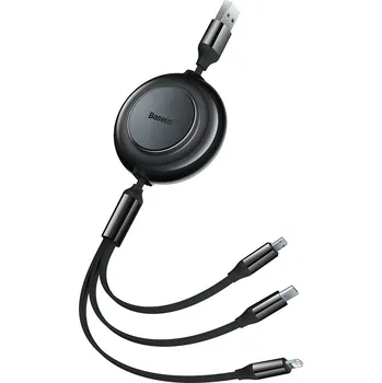 Datový kabel Baseus Bright Mirror II USB kabel 3v1 Micro USB/ USB-C/ Apple Lightning/ 1,1m/3,5A černý