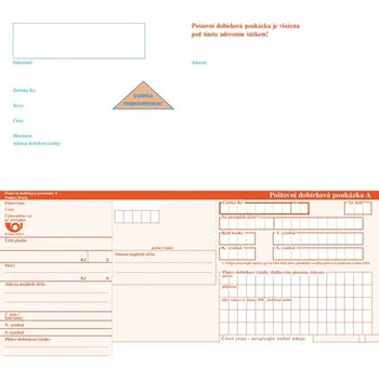 Tiskopis OPTYS - 1101 - Poštovní dobírková poukázka A, s adresním štítkem - 210 x 102 mm (4\") - 500 ks