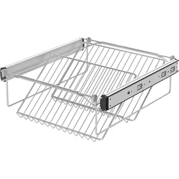 Šatní skříň In-Design Stojan na boty plný výsuv tlumené zavírání šedá Šířka koše (mm): 400 mm, Minimální nastavitelná šířka: 450 mm, Maximální nastavitelná šířka: 600 mm