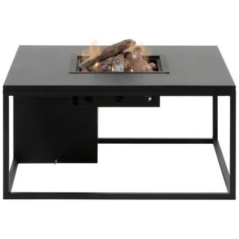 Zahradní stůl Industriální černý zahradní stůl s plynovým ohništěm - HA