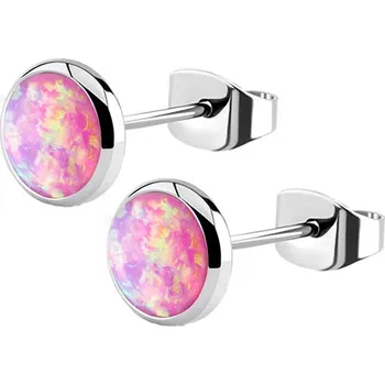 Náušnice Šperky4U Ocelové náušnice, OPÁL 6 mm - NB1-OP22