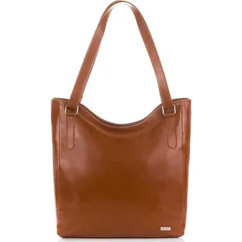 Kabelka Paolo Peruzzi Velká kožená taška na rameno PAOLO PERUZZI; koňak