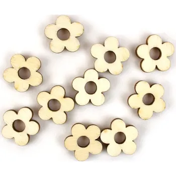 Dřevěný výřez, kytičky, 1,3 cm, 10 ks