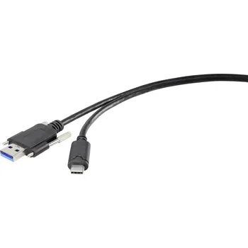 Mobilní telefon Renkforce USB kabel USB 3.2 Gen1 USB-A zástrčka, USB-C ® zástrčka 1.00 m černá lze šroubovat RF-3386040