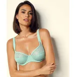 Sada 2 polovyztužených jednobarevných podprsenek Tropea zn. Confidence Lingerie z pružné bavlny a krajky, s kosticemi zelená+žlutá 80E