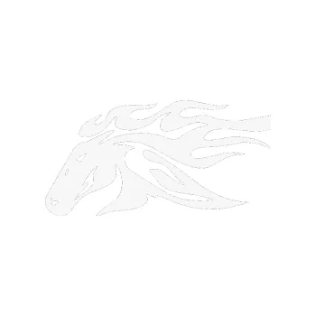 Samolepící dekorace SAMOLEPKA Kůň 022 levá hlava s plameny (09 - bílá) NA AUTO, NÁLEPKA, FÓLIE, POLEP, TUNING, VLASTNÍ TEXT, TISK, AUTOSAMOLEPKY.cz, POLEPY, OBRÁZEK, LOGO, SAMOLEPKY