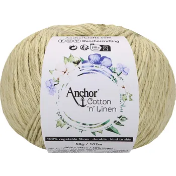 Anchor Cotton ‚n‘ Linen 26 Žlutozelená (Přírodní příze Cotton ‚n‘ Linen 26 Pistachio)