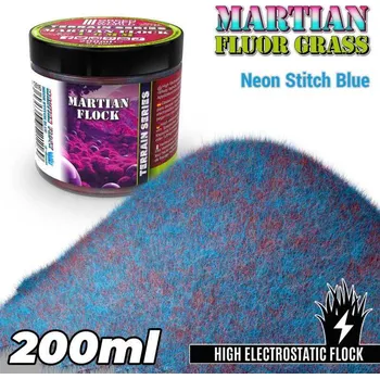 Plastikový model Martian Fluor Grass 4–6 mm – modelářský posyp Neon Stitch Blue (200 ml)