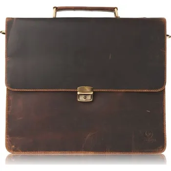 Pánská aktovka Paolo Peruzzi Pánská vintage kožená aktovka s kličkem PAOLO PERUZZI; hnědá