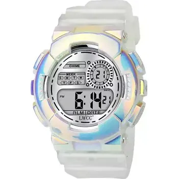 Hodinky Vodotěsné digitální hodinky - Průhledné stříbro