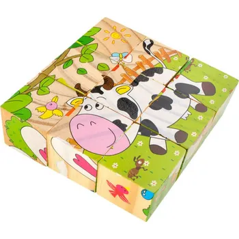 Dřevěná hračka Icona Dřevěné kostky - farma