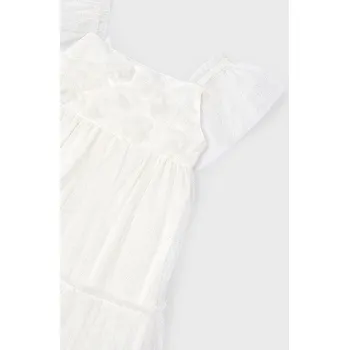 Dívčí šaty Dívčí krajkové šaty Mayoral 3929 smetanová Velikost: 104, barva: smetanová