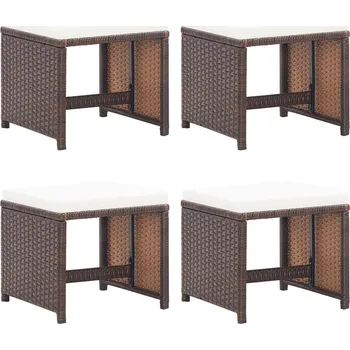 Zahradní nábytek vidaXL Zahradní taburety 4 ks s poduškami hnědé polyratan