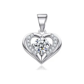 Přívěsek NB-4386 Stříbrný přívěšek srdíčko se zirkony