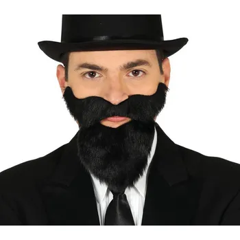 Karnevalový doplněk Černý plnovous s knírkem