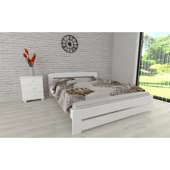 Postel Postel z masivu borovice Petra 160x200 cm bílá + rošt ZDARMA