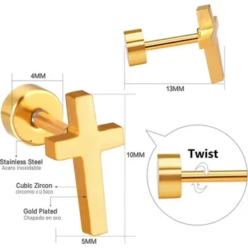 Náušnice Unisex náušnice s křížem z chirurgické oceli - 88G