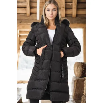 Z6758 DEWBERRY WOMEN'S COAT-PLAIN BLACK dewberry černá 2667889