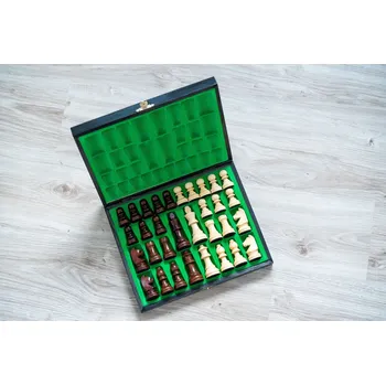 Šachy Šachové figurky Staunton v černé dřevěné krabici + doprava zdarma