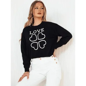 Dámské oblečení Dámský svetr s potiskem CLOVER černý