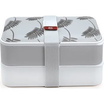 Svačinový box Obědový box s příborem, Bento, 1,2l, Iris Barcelona, šedý