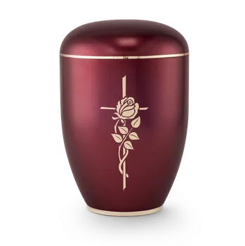 Smuteční dekorace Ekologická urna Creatio - Kříž a růže/Vínová