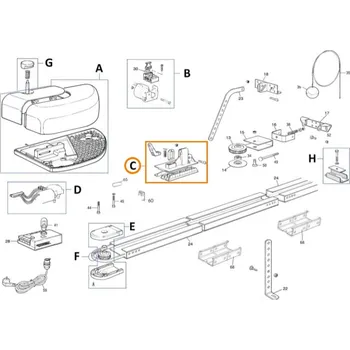 Pohon brány Nice RMHGD1002 jezdec pro pohony vrat Mhouse GD0, GD1N, GD10