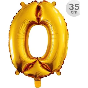 Balónek Junior Balón narozeninový 35 cm - číslo 0, zlatý