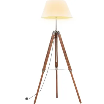 Stojací lampa vidaXL Stojací lampa na stativu masivní teak 141 cm [288075] Barva: Hnědá a bílá