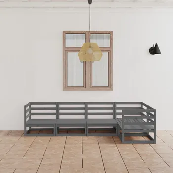 Petrashop 5dílná zahradní sedací souprava šedá masivní borovice Šedá3075556