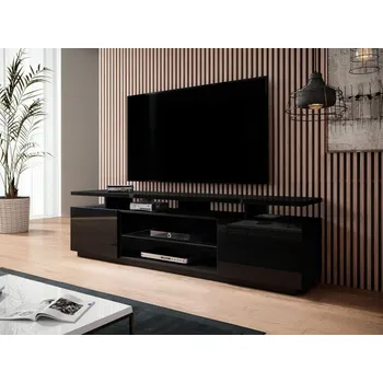 Televizní stolek Televizní skříňka Aniceto, Osvětlení: bez osvětlení, Barva: černý / černý lesk MIRJAN 5903211054068