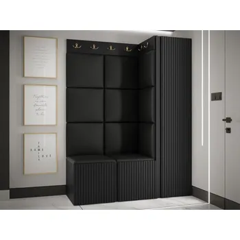 Předsíňová stěna Předsíňová sestava Towiro Slim IX, Barva: černá, Barva látek:: ekokůže Soft 011 (černá) MIRJAN 5903211221347