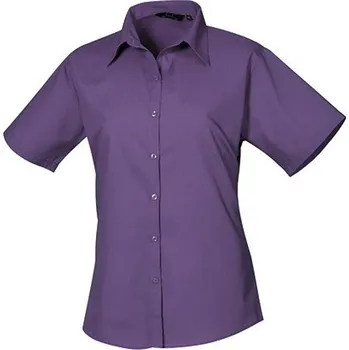 Premier Workwear Dámská košile s krátkým rukávem PR302 Purple -ca. Pantone 269 46 (XXL/18)