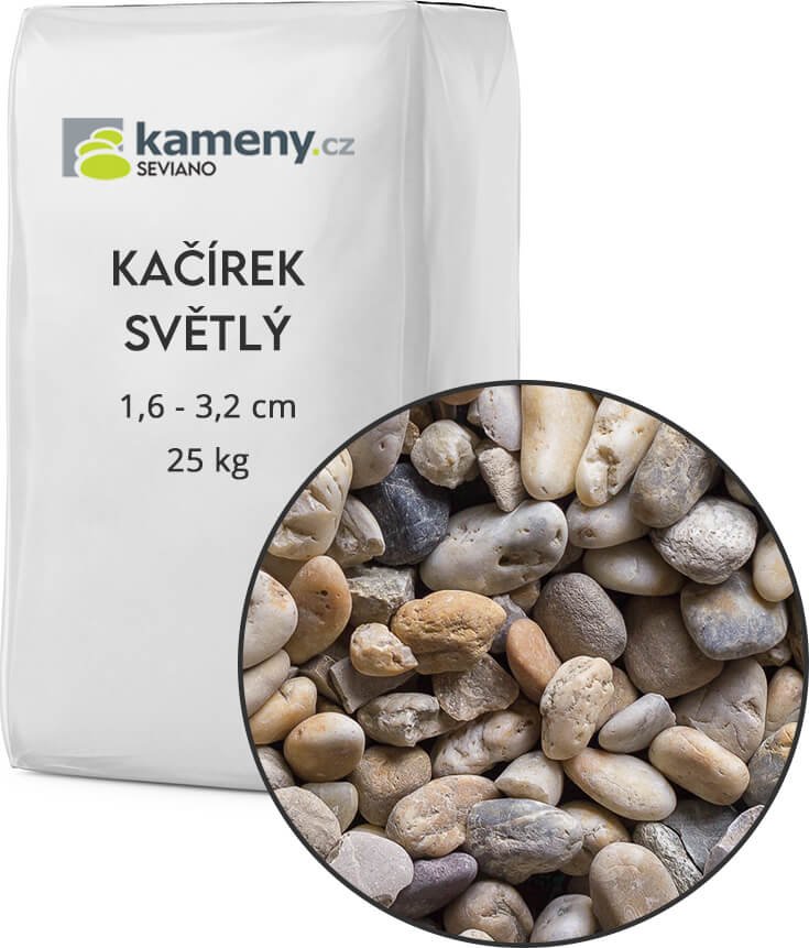 Kameny.cz Kačírek - praný Vyberte si balení: 25 kg, Vyberte si velikostní frakci: 1,6 - 3,2 cm