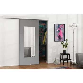 Interiérové dveře Posuvné dveře Mereno VII 80, Barva: Bíla / Grafit + Zrcadlo MIRJAN 5903211099359