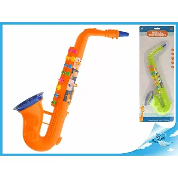 Hudební nástroj pro děti Saxofon 37 cm 2 barvy na kartě