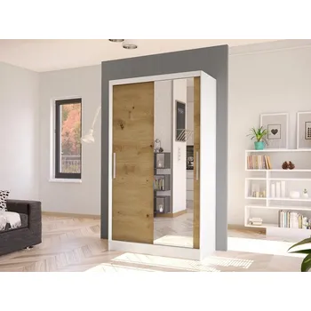 Šatní skříň Zrcadlová šatní skříň Kamabi VI, Barva: bíla/dub artisan MIRJAN 5903211127441