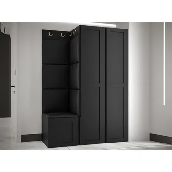 Předsíňová stěna Předsíňová sestava Terospito XXIII, Barva: černá, Barva látek:: ekokůže Soft 011 (černá) MIRJAN 5903211220135