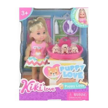 Panenka se štěňátky