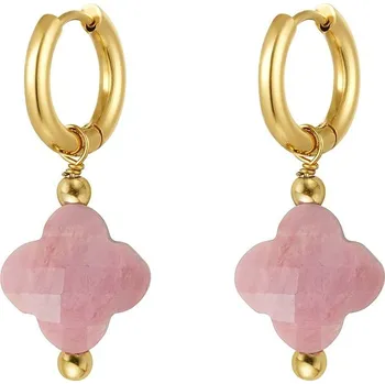 Náušnice Prstýnkárna MEDA Pink pozlacené náušnice z chirurgické oceli s přírodním kamenem