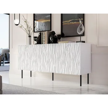 Komoda Komoda Lameller 152, Barva: bílá / bílá + černý MIRJAN 5903211209666