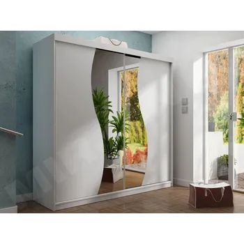 Šatní skříň Šatní skříň se zrcadlem Sahara 8/200, Osvětlení: bez osvětlení, Barva: bílý MIRJAN 5903211098093