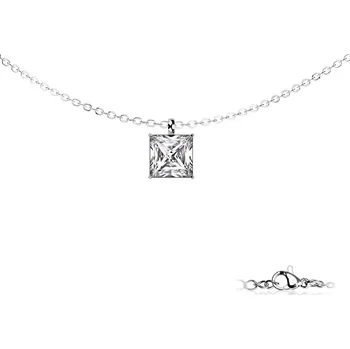 Náhrdelník Ocelový náhrdelník se čtvercovým zirkonem