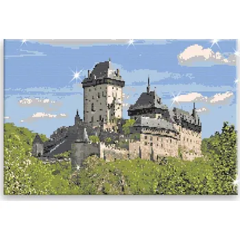 Diamantové malování Diamantové malování - Hrad Karlštejn 03 - 60x40 cm, plátno vypnuté na rám - CZ výroba