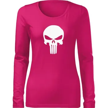 Dámské tričko DRAGOWA Slim dámské tričko s dlouhým rukávem punisher, růžová 160g / m2