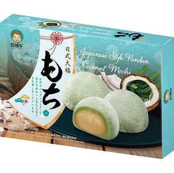 Rýžové koláčky Mochi s příchutí kokosu a pandánu 210 g - Szu Shen Po